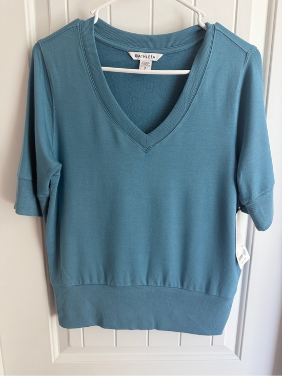 Athleta Tops - Athleta Sweatshirt Tee Tencel Modal V-Neck Short Sleeve Top NWT Sz Sm
